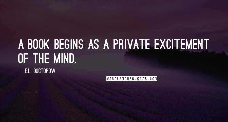 E.L. Doctorow Quotes: A book begins as a private excitement of the mind.