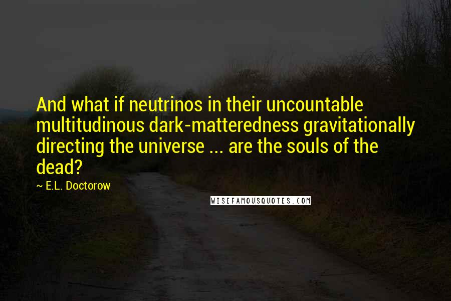 E.L. Doctorow Quotes: And what if neutrinos in their uncountable multitudinous dark-matteredness gravitationally directing the universe ... are the souls of the dead?