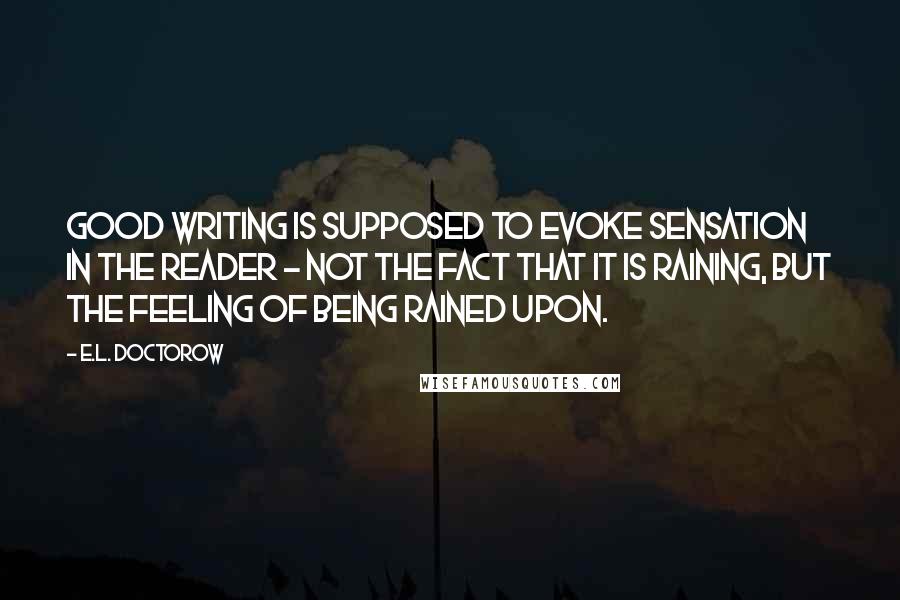 E.L. Doctorow Quotes: Good writing is supposed to evoke sensation in the reader - not the fact that it is raining, but the feeling of being rained upon.