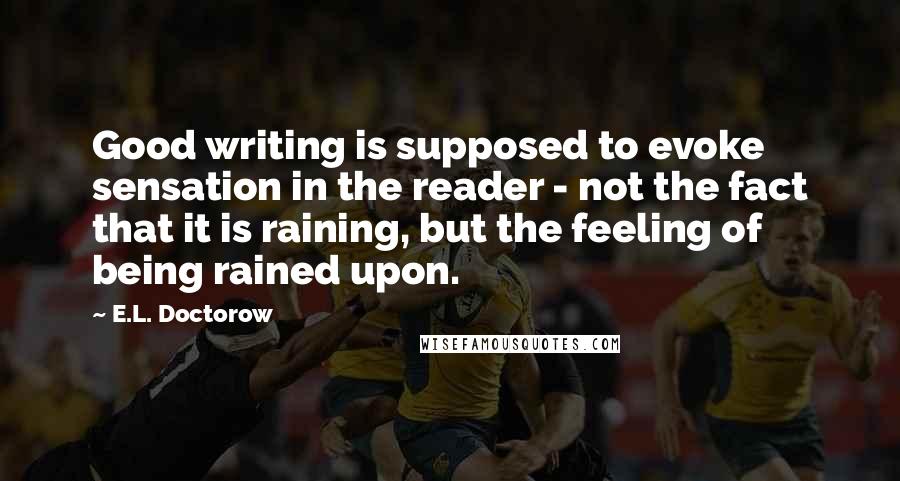 E.L. Doctorow Quotes: Good writing is supposed to evoke sensation in the reader - not the fact that it is raining, but the feeling of being rained upon.