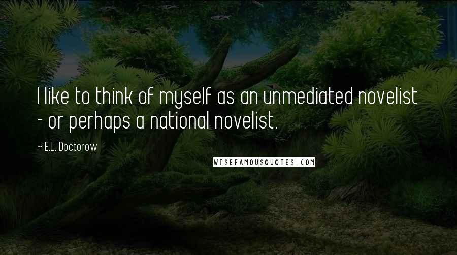 E.L. Doctorow Quotes: I like to think of myself as an unmediated novelist - or perhaps a national novelist.