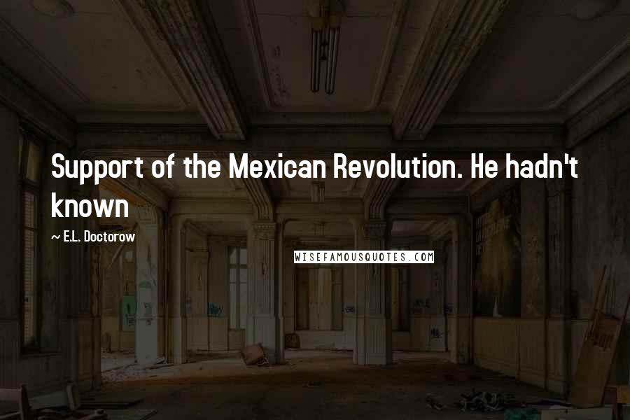 E.L. Doctorow Quotes: Support of the Mexican Revolution. He hadn't known