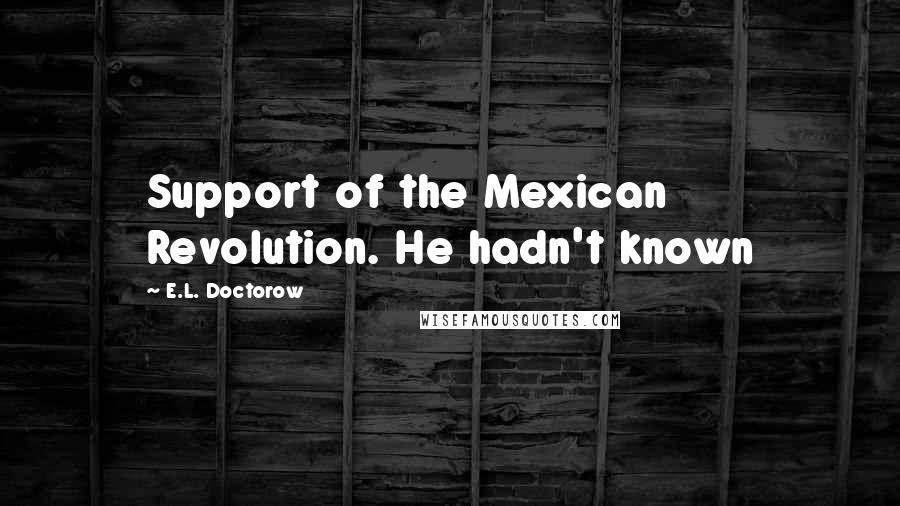E.L. Doctorow Quotes: Support of the Mexican Revolution. He hadn't known