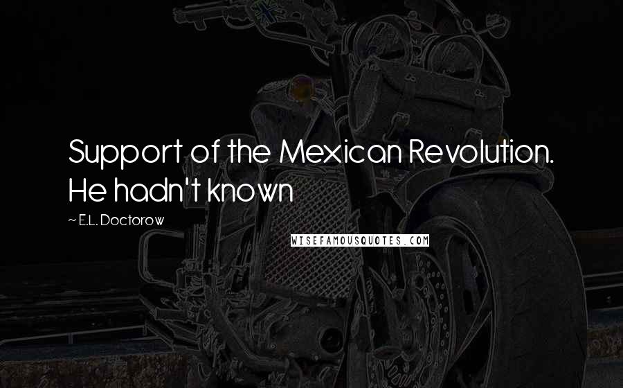 E.L. Doctorow Quotes: Support of the Mexican Revolution. He hadn't known
