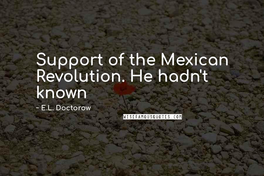 E.L. Doctorow Quotes: Support of the Mexican Revolution. He hadn't known
