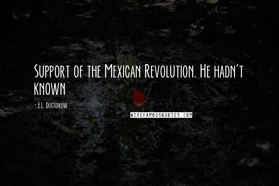 E.L. Doctorow Quotes: Support of the Mexican Revolution. He hadn't known