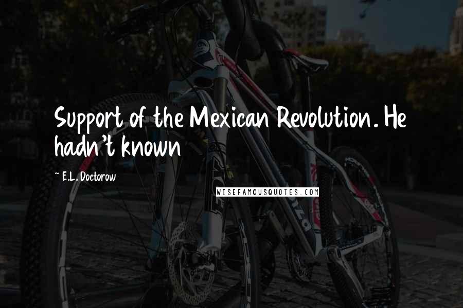 E.L. Doctorow Quotes: Support of the Mexican Revolution. He hadn't known