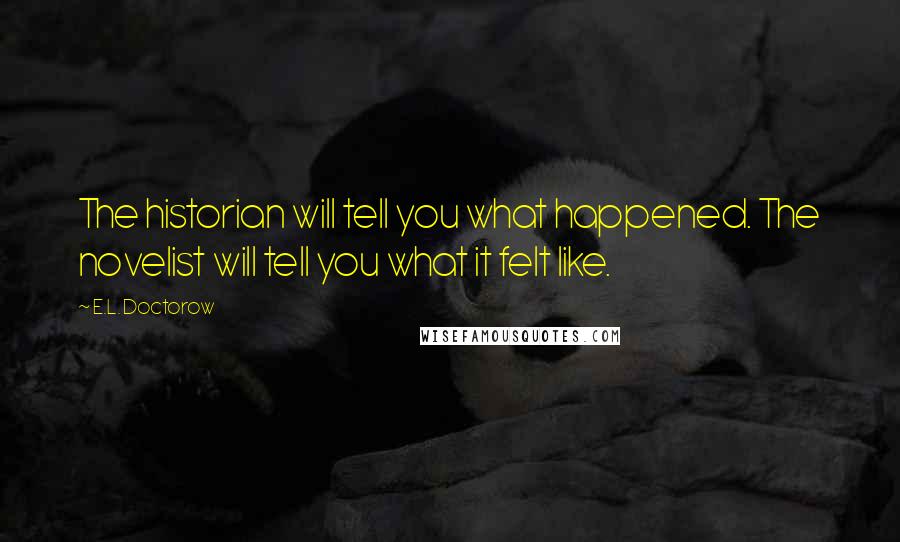 E.L. Doctorow Quotes: The historian will tell you what happened. The novelist will tell you what it felt like.