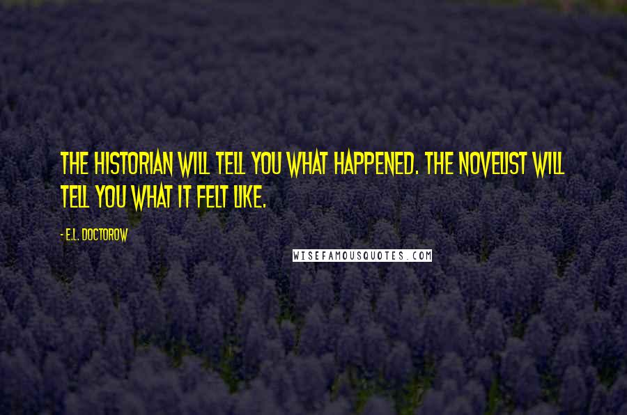 E.L. Doctorow Quotes: The historian will tell you what happened. The novelist will tell you what it felt like.