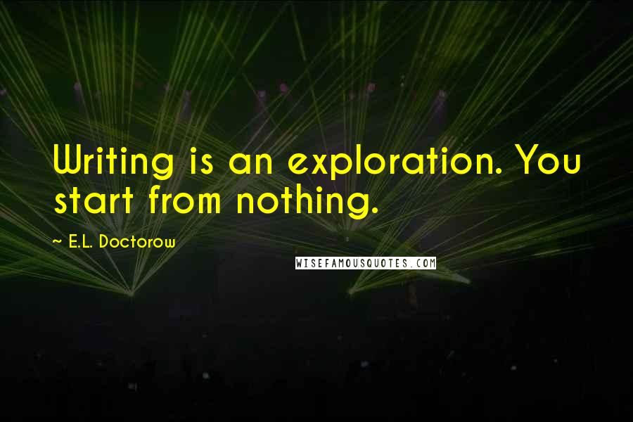 E.L. Doctorow Quotes: Writing is an exploration. You start from nothing.