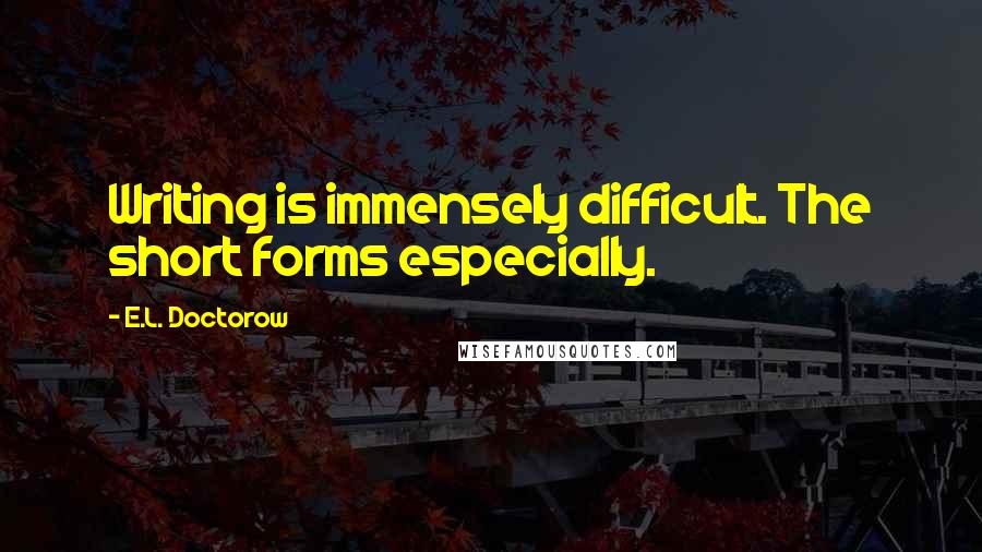 E.L. Doctorow Quotes: Writing is immensely difficult. The short forms especially.