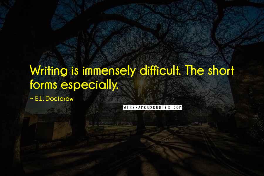 E.L. Doctorow Quotes: Writing is immensely difficult. The short forms especially.