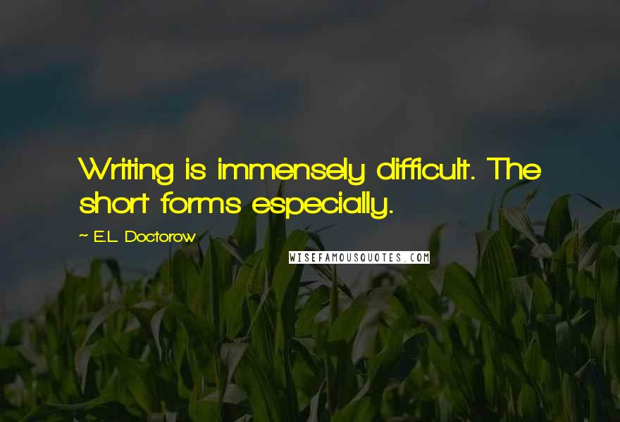 E.L. Doctorow Quotes: Writing is immensely difficult. The short forms especially.