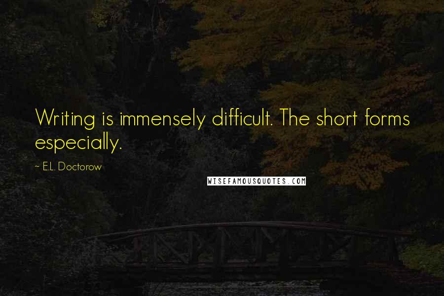 E.L. Doctorow Quotes: Writing is immensely difficult. The short forms especially.