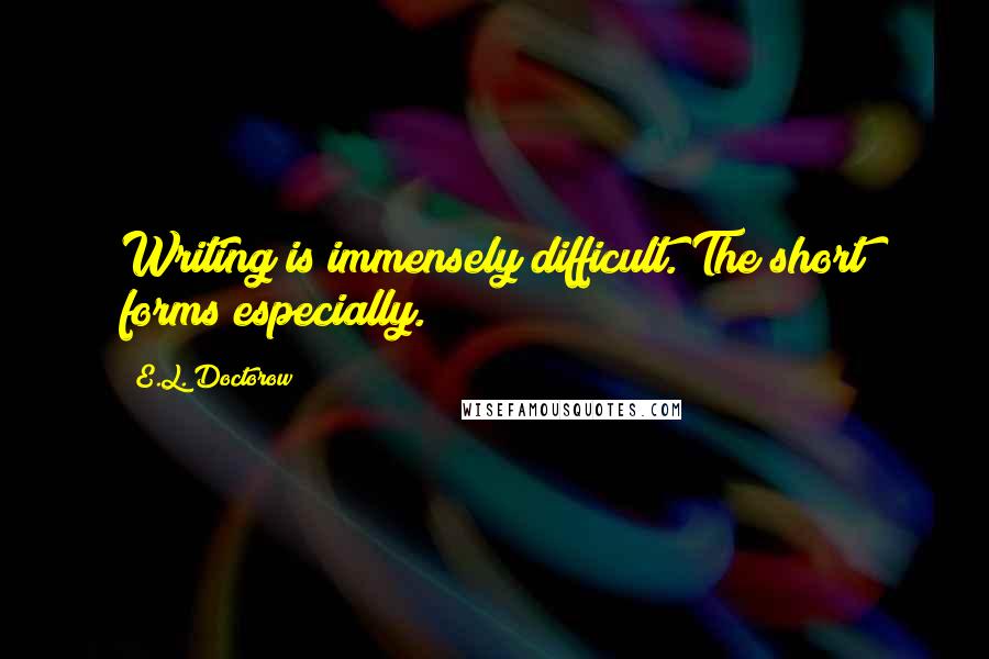 E.L. Doctorow Quotes: Writing is immensely difficult. The short forms especially.