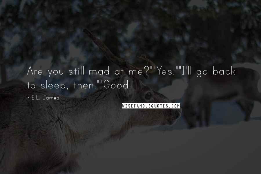 E.L. James Quotes: Are you still mad at me?""Yes.""I'll go back to sleep, then.""Good.