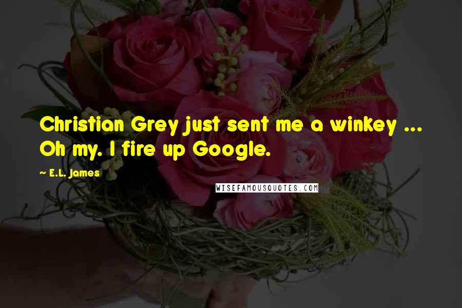 E.L. James Quotes: Christian Grey just sent me a winkey ... Oh my. I fire up Google.
