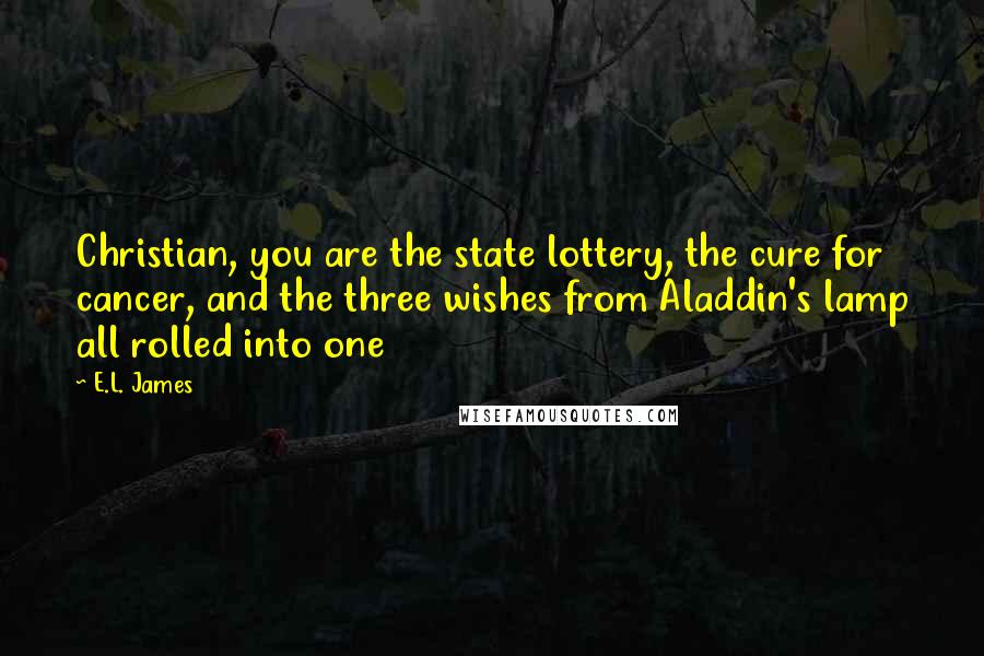 E.L. James Quotes: Christian, you are the state lottery, the cure for cancer, and the three wishes from Aladdin's lamp all rolled into one