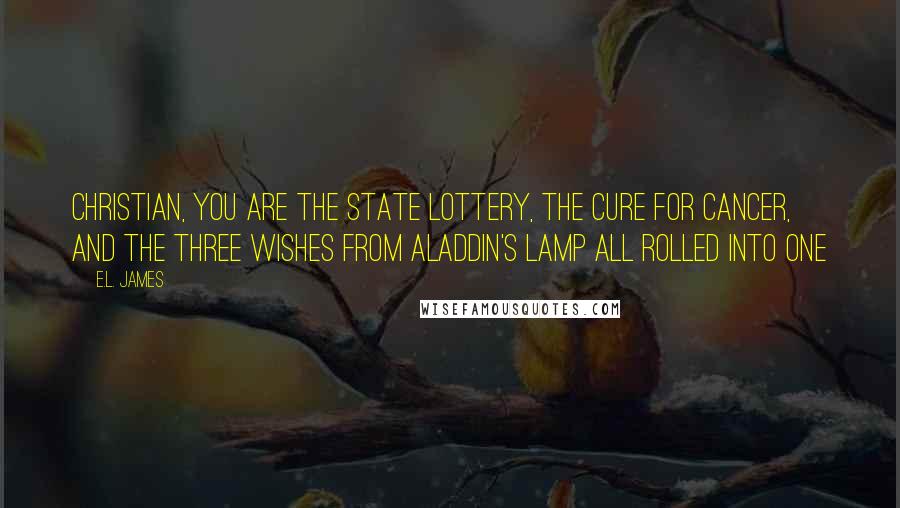 E.L. James Quotes: Christian, you are the state lottery, the cure for cancer, and the three wishes from Aladdin's lamp all rolled into one