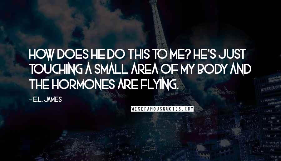 E.L. James Quotes: How does he do this to me? He's just touching a small area of my body and the hormones are flying.