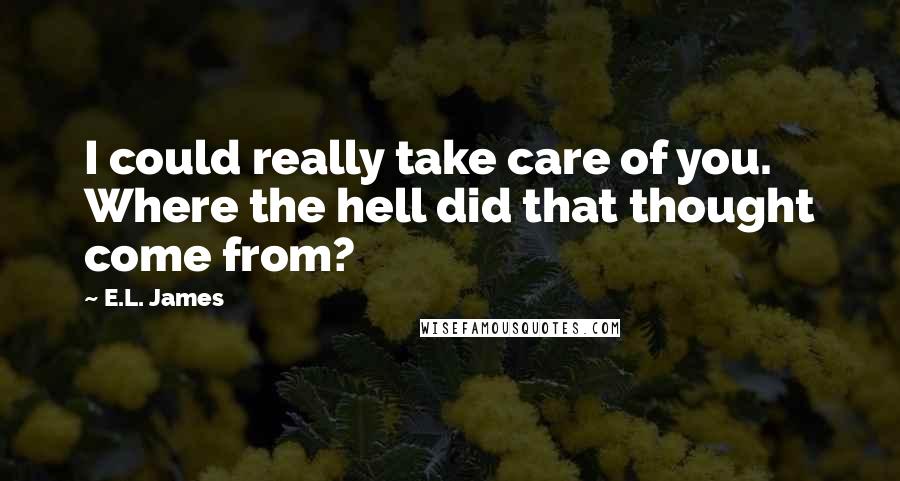 E.L. James Quotes: I could really take care of you. Where the hell did that thought come from?
