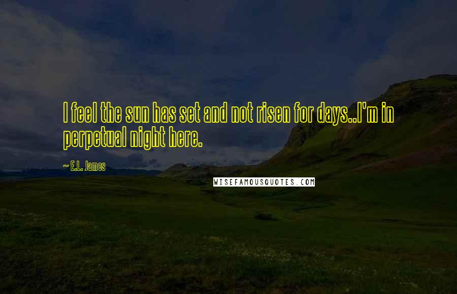 E.L. James Quotes: I feel the sun has set and not risen for days..I'm in perpetual night here.