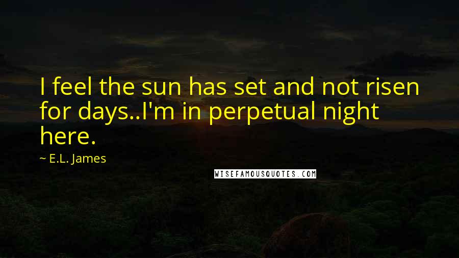 E.L. James Quotes: I feel the sun has set and not risen for days..I'm in perpetual night here.