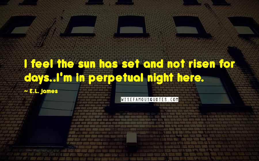 E.L. James Quotes: I feel the sun has set and not risen for days..I'm in perpetual night here.