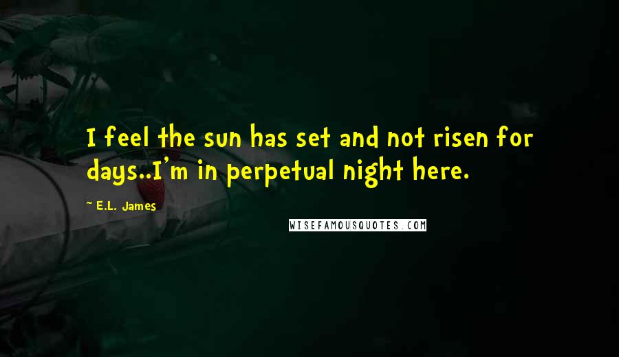 E.L. James Quotes: I feel the sun has set and not risen for days..I'm in perpetual night here.
