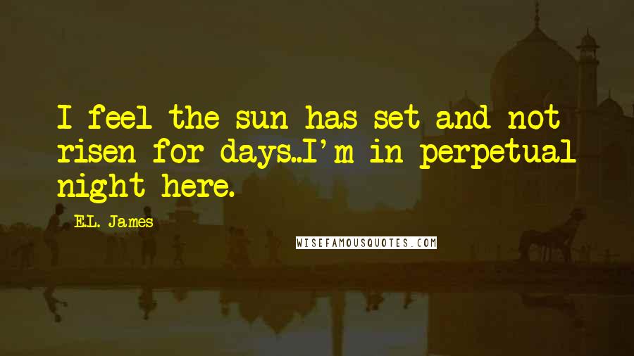 E.L. James Quotes: I feel the sun has set and not risen for days..I'm in perpetual night here.