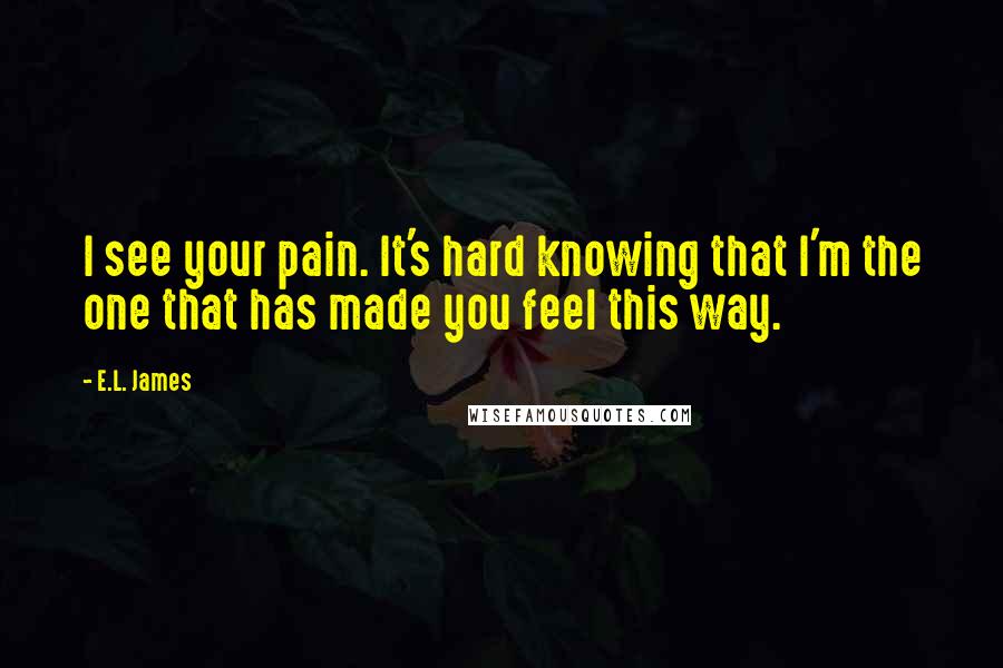 E.L. James Quotes: I see your pain. It's hard knowing that I'm the one that has made you feel this way.
