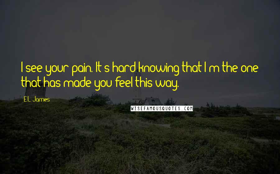 E.L. James Quotes: I see your pain. It's hard knowing that I'm the one that has made you feel this way.