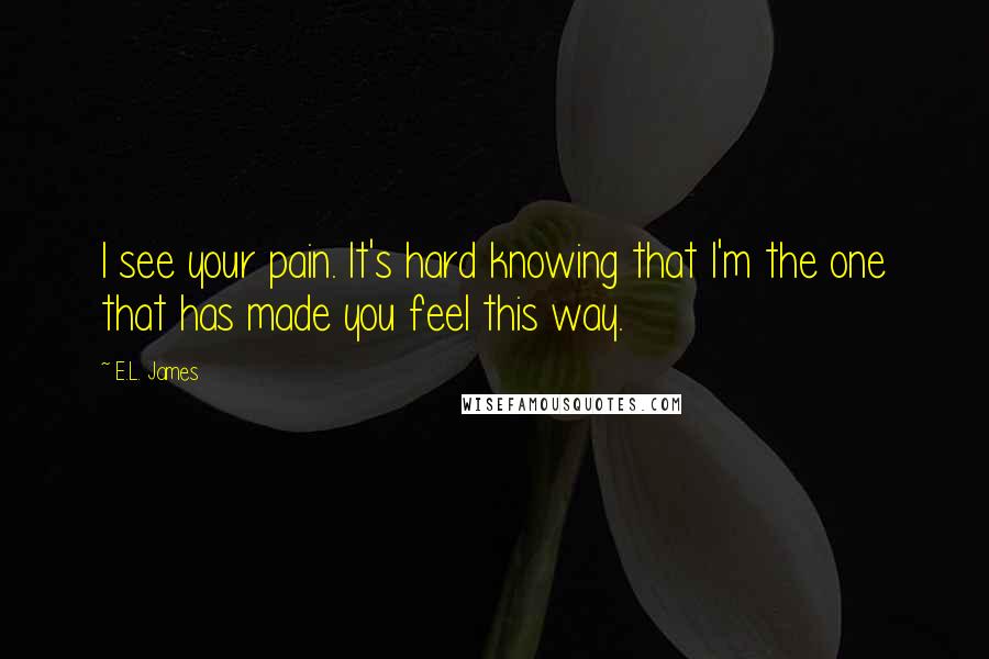 E.L. James Quotes: I see your pain. It's hard knowing that I'm the one that has made you feel this way.