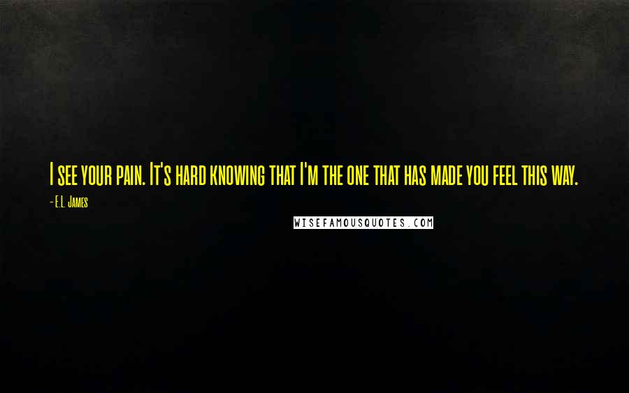 E.L. James Quotes: I see your pain. It's hard knowing that I'm the one that has made you feel this way.