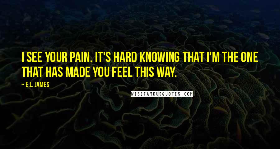 E.L. James Quotes: I see your pain. It's hard knowing that I'm the one that has made you feel this way.