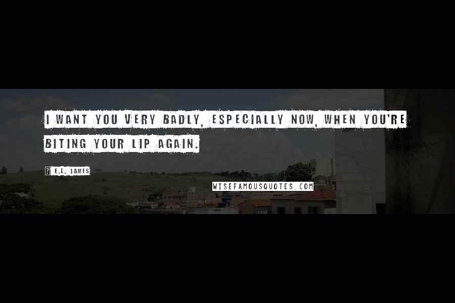 E.L. James Quotes: I want you very badly, especially now, when you're biting your lip again.