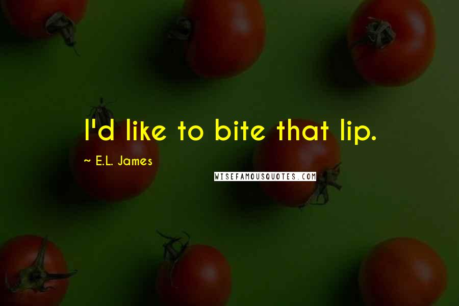 E.L. James Quotes: I'd like to bite that lip.