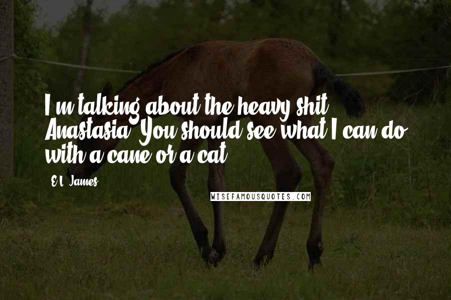 E.L. James Quotes: I'm talking about the heavy shit, Anastasia. You should see what I can do with a cane or a cat.