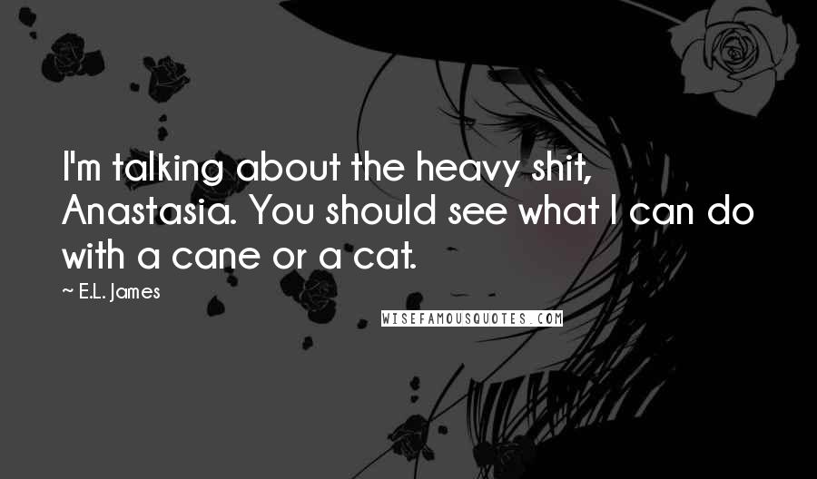 E.L. James Quotes: I'm talking about the heavy shit, Anastasia. You should see what I can do with a cane or a cat.