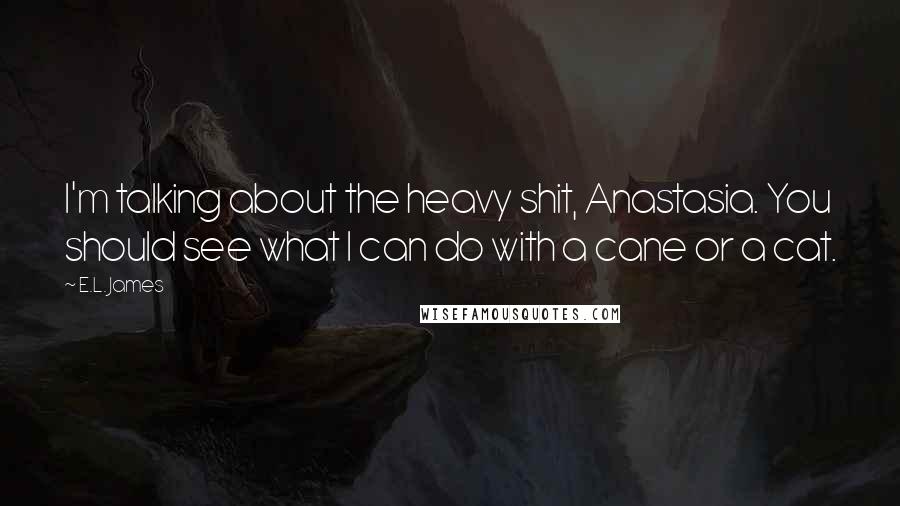 E.L. James Quotes: I'm talking about the heavy shit, Anastasia. You should see what I can do with a cane or a cat.