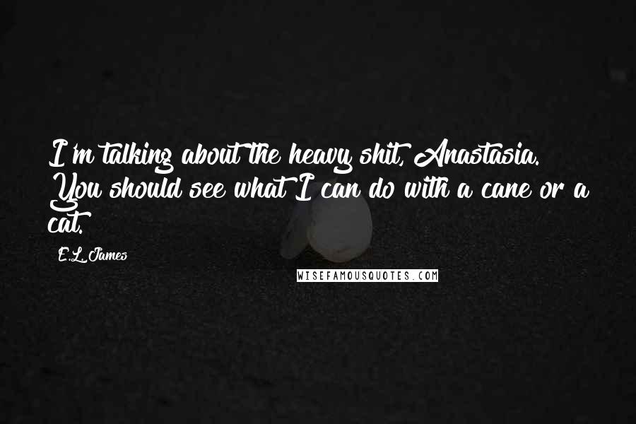 E.L. James Quotes: I'm talking about the heavy shit, Anastasia. You should see what I can do with a cane or a cat.