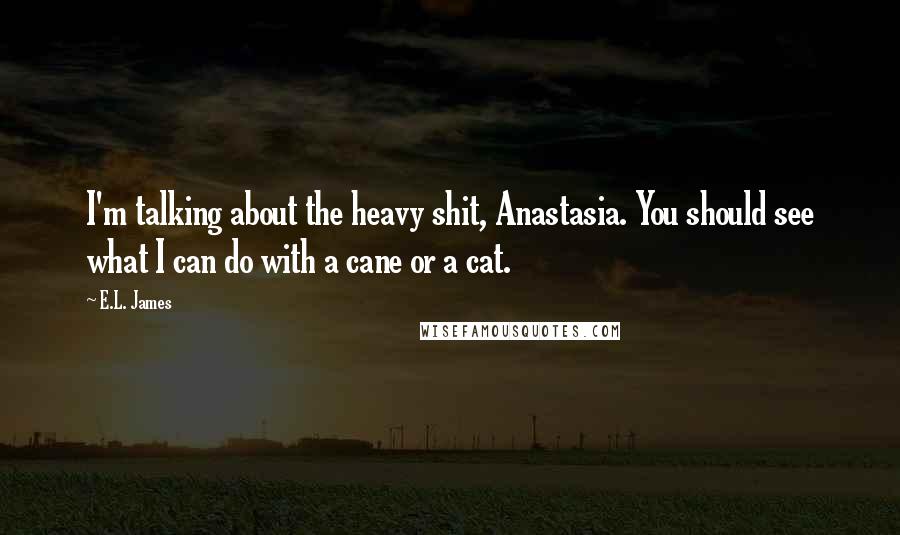 E.L. James Quotes: I'm talking about the heavy shit, Anastasia. You should see what I can do with a cane or a cat.