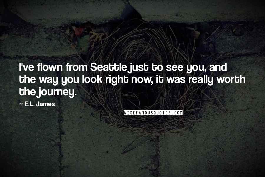 E.L. James Quotes: I've flown from Seattle just to see you, and the way you look right now, it was really worth the journey.