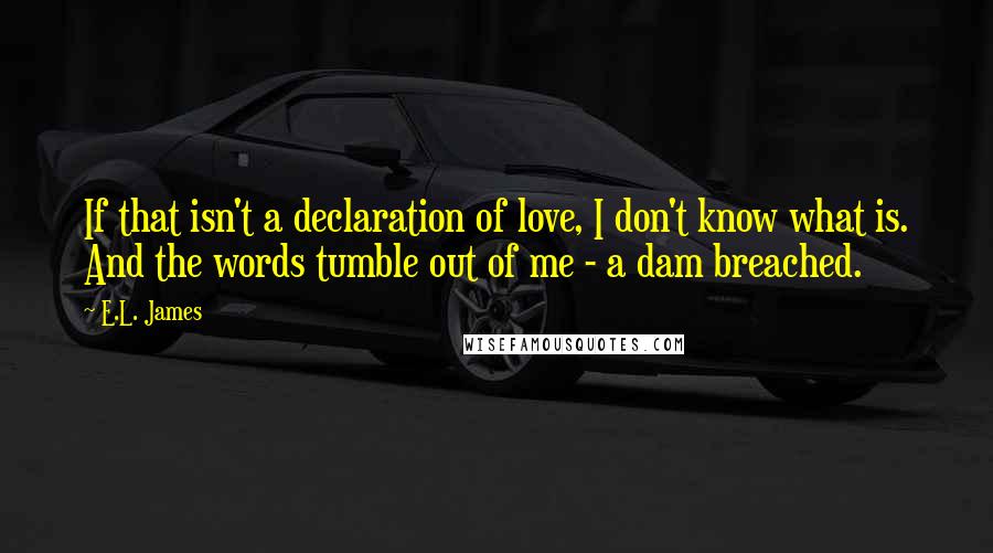 E.L. James Quotes: If that isn't a declaration of love, I don't know what is. And the words tumble out of me - a dam breached.