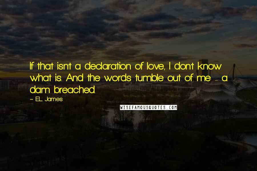 E.L. James Quotes: If that isn't a declaration of love, I don't know what is. And the words tumble out of me - a dam breached.