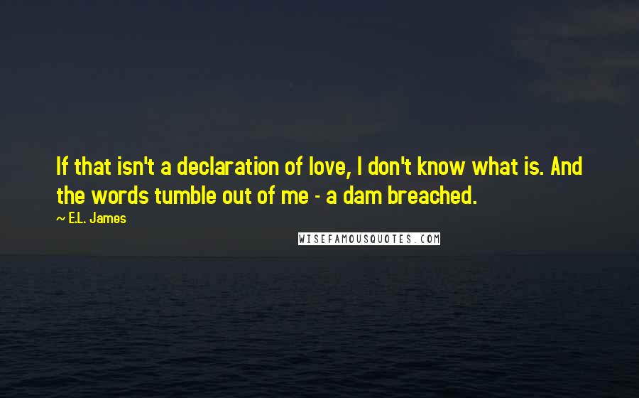 E.L. James Quotes: If that isn't a declaration of love, I don't know what is. And the words tumble out of me - a dam breached.