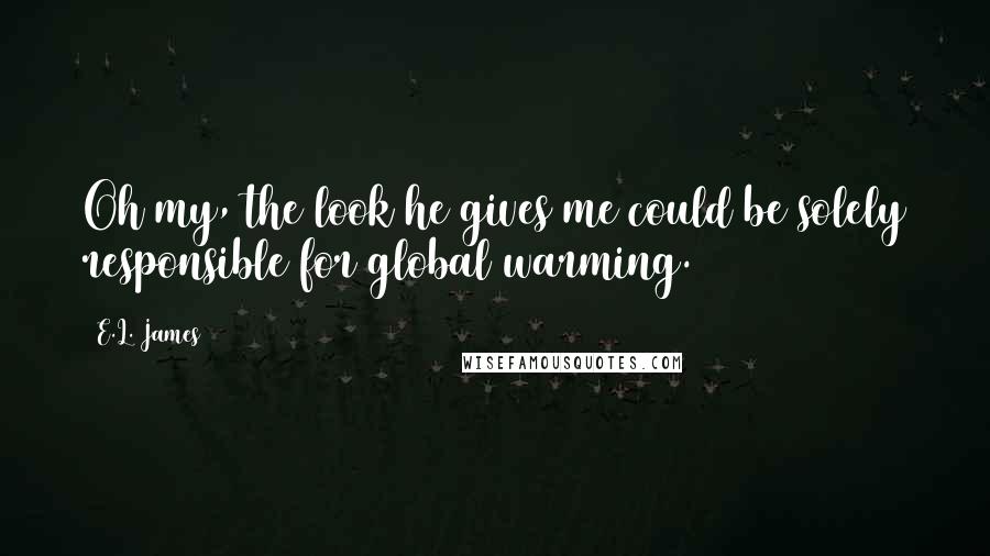 E.L. James Quotes: Oh my, the look he gives me could be solely responsible for global warming.