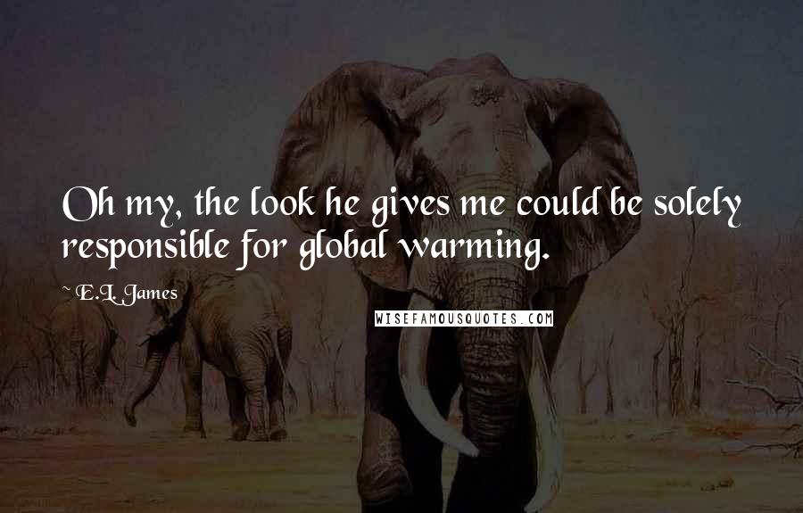 E.L. James Quotes: Oh my, the look he gives me could be solely responsible for global warming.