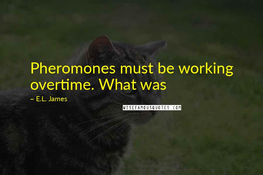 E.L. James Quotes: Pheromones must be working overtime. What was
