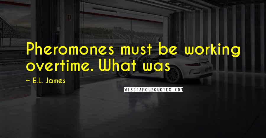 E.L. James Quotes: Pheromones must be working overtime. What was